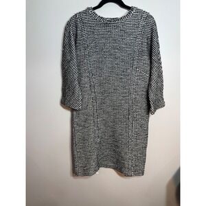Massimo Dutti Striped Knit Dress 3/4 Sleeve Black White Size 8
